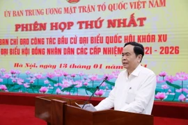 Chủ tịch Ủy ban Trung ương MTTQ Việt Nam Trần Thanh Mẫn chủ trì cuộc họp. (Ảnh: Dương Giang/TTXVN)