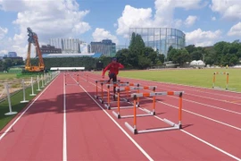 Vận động viên Quách Thị Lan đang tích cực tập luyện. (Ảnh: Thu Sâm/Đoàn Thể thao Việt Nam)