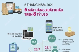 Sáu mặt hàng đạt kim ngạch xuất khẩu trên 8 tỷ USD.