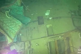  Mảnh vỡ tàu ngầm bị chìm KRI Nanggala-402 được tìm thấy dưới độ sâu 838m ở vùng biển ngoài khơi đảo Bali, Indonesia, ngày 25/4/2021. (Ảnh: THX/TTXVN)