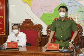 Thiếu tướng Lê Quốc Hùng, Thứ trưởng Bộ Công an phát biểu tại buổi làm việc với Công an thành phố Cần Thơ. (Ảnh: TTXVN phát)