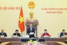 Chủ tịch Quốc hội Nguyễn Sinh Hùng phát biểu khai mạc Phiên họp thứ 45 của Ủy ban Thường vụ Quốc hội ngày 17/2. (Ảnh: Nhan Sáng/TTXVN)