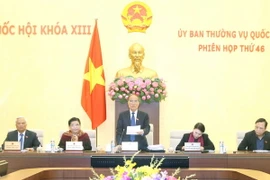 Chủ tịch Quốc hội Nguyễn Sinh Hùng phát biểu khai mạc Phiên họp thứ 46 của Ủy ban Thường vụ Quốc hội. (Ảnh: Nhan Sáng/TTXVN)