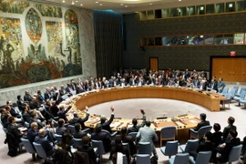 Toàn cảnh phiên họp của Hội đồng Bảo an LHQ về tăng cường trừng phạt Triều Tiên ở New York (Mỹ), ngày 2/3. (Nguồn: THX/TTXVN)