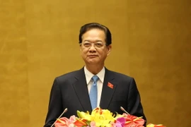 Thủ tướng Chính phủ Nguyễn Tấn Dũng trình bày Báo cáo công tác nhiệm kỳ 2011 – 2016 của Chính phủ,Thủ tướng Chính phủ. (Ảnh: Nhan Sáng/TTXVN)