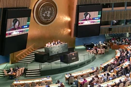 Bộ trưởng Phạm Thị Hải Chuyền thay mặt cho ASEAN phát biểu tại Phiên khai mạc ngày 14/3. (Ảnh: Lê Dương/Vietnam+)