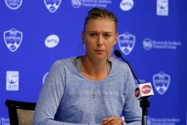 Tay vợt Maria Sharapova tại một cuộc họp báo ở Cincinnati, Ohio, Mỹ ngày 18/8. (Nguồn: AFP/TTXVN)