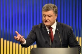 Tổng thống Ukraine Petro Poroshenko phát biểu tại một sự kiện ở Kiev ngày 14/1. (Nguồn: AFP/TTXVN)