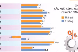 [Infographics] Chỉ số sản xuất công nghiệp 5 tháng đầu năm tăng 8,3%