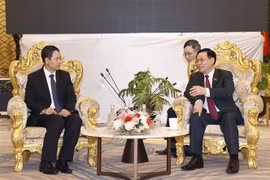 Chủ tịch Quốc hội Vương Đình Huệ tiếp Chủ tịch Kiểm toán Nhà nước Lào 