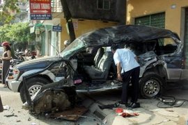 Hiện trường vụ tai nạn. (Ảnh: Quang Cường/TTXVN)