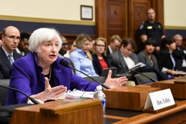 Chủ tịch Fed Janet Yellen trong phiên điều trần tại Ủy ban dịch vụ tài chính Thượng viện Mỹ ở thủ đô Washington. (Nguồn: THX/TTXVN)