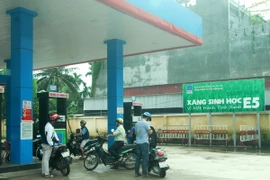 Người dân đổ xăng E5 tại Quảng Ngãi. (Ảnh: Sỹ Thắng/TTXVN)