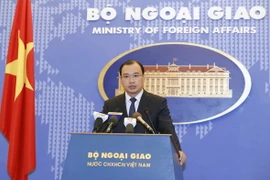 Người phát ngôn Bộ Ngoại giao Lê Hải Bình phát biểu tại buổi họp báo. (Ảnh: An Đăng/TTXVN)
