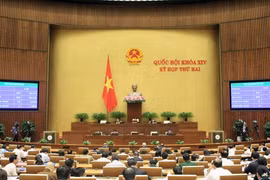 Quốc hội biểu quyết thông qua Nghị quyết về phân bổ ngân sách Trung ương năm 2017. (Ảnh: Phạm Kiên/TTXVN)
