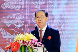 Chủ tịch nước Trần Đại Quang phát biểu tại hội nghị. (Ảnh: Nhan Sáng/TTXVN)