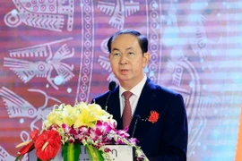 Chủ tịch nước Trần Đại Quang phát biểu tại hội nghị. (Ảnh: Nhan Sáng/TTXVN)