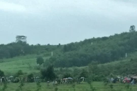 Hiện trường vụ tai nạn. (Ảnh: Nguyễn Văn Nhật/Vietnam+)