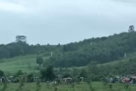 Hiện trường vụ tai nạn. (Ảnh: Nguyễn Văn Nhật/Vietnam+)
