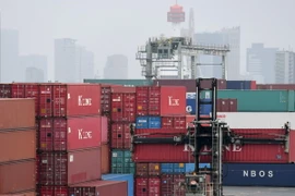 Xếp dỡ hàng hóa tại cảng Tokyo, Nhật Bản. (Nguồn: AFP/TTXVN)