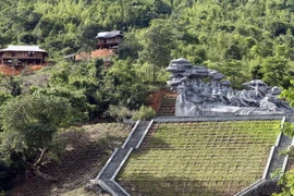 Các hộ dân làm nhà, gây ảnh hưởng đến mỹ quan của cụm di tích. (Ảnh: Phan Tuấn Anh/TTXVN)