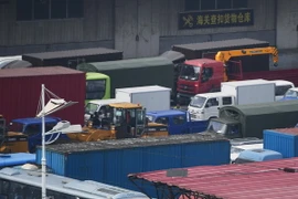 Xe tải tại khu vực Đan Đông ở biên giới Trung Quốc-Triều Tiên. (Nguồn: AFP/TTXVN)