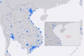 Facebook đã xóa tên Sansha (ảnh nhỏ) trên bản đồ Live. (Ảnh chụp màn hình: Vietnam+)