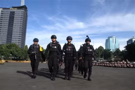 Cảnh sát Indonesia được triển khai ở Jakarta. (Nguồn: AFP/TTXVN)