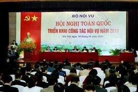 Hội nghị toàn quốc triển khai công tác Nội vụ năm 2018. (Ảnh: Nguyễn Dân/TTXVN)