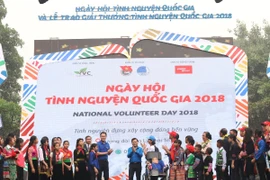 Lễ phát động Ngày hội tình nguyện quốc gia năm 2018. (Ảnh: Hồng Kiều/Vietnam+)