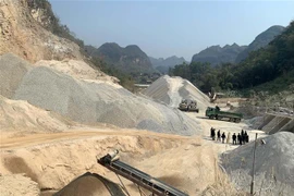 Khu vực khai trường khai thác đá của Công ty Trách nhiệm hữu hạn Thảo Yến (Thuận Châu, Sơn La). (Ảnh: Hữu Quyết/TTXVN)