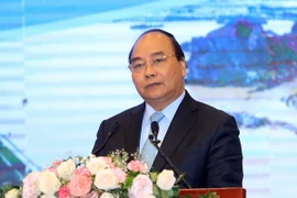 Thủ tướng Nguyễn Xuân Phúc phát biểu tại hội nghị. (Ảnh: Thống Nhất/TTXVN)