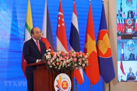 Thủ tướng Nguyễn Xuân Phúc, Chủ tịch ASEAN 2020 phát biểu khai mạc Hội nghị Cấp cao ASEAN lần thứ 36. (Ảnh: TTXVN)