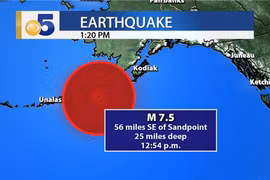 Mỹ: Xuất hiện sóng thần nhỏ sau động đất 7,5 độ ngoài khơi Alaska