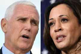 Phó Tổng thống Mỹ Mike Pence (trái) và ứng viên Phó Tổng thống đảng Dân chủ, Thượng nghị sỹ Kamala Harris. (Ảnh: AFP/TTXVN)