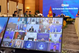 Quang cảnh hội nghị tại điểm cầu các nước ASEAN và Hà Nội. (Ảnh: Phan Tuấn Anh/TTXVN)