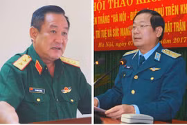 Trung tướng Võ Minh Lương (trái) và Thượng tướng Lê Huy Vịnh. (Nguồn: Kinhtedothi.vn)