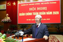 Tổng Bí thư, Chủ tịch nước Nguyễn Phú Trọng, Bí thư Quân ủy Trung ương phát biểu chỉ đạo Hội nghị. (Ảnh: Trí Dũng/TTXVN)