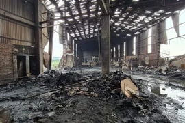  Hiện trường vụ cháy. (Ảnh: Thanh Thương/TTXVN)