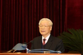 Tổng Bí thư, Chủ tịch nước Nguyễn Phú Trọng phát biểu bế mạc Hội nghị. (Ảnh: Trí Dũng/TTXVN)