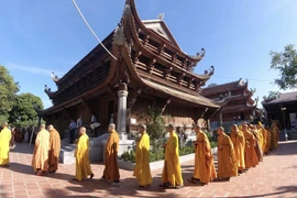 Các tòa nhà tiền đường, trung đường, hậu đường thuộc kiến trúc trung tâm của chùa Quỳnh Lâm đã hoàn thiện. (Nguồn: Báo Quảng Ninh)