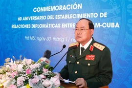 Thượng tướng Trần Đơn, Thứ trưởng Bộ Quốc phòng phát biểu tại buổi lễ. (Ảnh: Dương Giang/TTXVN)