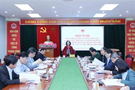 Trưởng Ban Dân vận Trung ương Trương Thị Mai chủ trì hội nghị. (Ảnh: Phương Hoa/TTXVN)