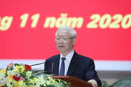 Tổng Bí thư, Chủ tịch nước Nguyễn Phú Trọng dự và phát biểu chỉ đạo Hội nghị. (Ảnh: Phương Hoa/TTXVN)