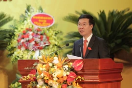Ông Võ Văn Thưởng, Ủy viên Bộ Chính trị, Bí thư Trung ương Đảng, Trưởng Ban Tuyên giáo Trung ương phát biểu chỉ đạo Đại hội. (Ảnh: Chu Hiệu/TTXVN)