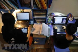Học sinh học trực tuyến trong thời gian không đến trường do dịch COVID-19. (Ảnh: TTXVN)