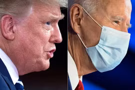 Tổng thống Mỹ Donald Trump (trái) phát biểu tại một sự kiện ở Miami ngày 15/10 và ứng viên đảng Dân chủ Joe Biden dự sự kiện tại Pennsylvania. (Ảnh: AFP/TTXVN)