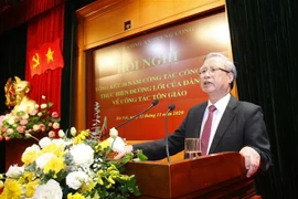Ông Trần Quốc Vượng, Ủy viên Bộ Chính trị, Thường trực Ban Bí thư phát biểu chỉ đạo Hội nghị. (Ảnh: Doãn Tấn/TTXVN)