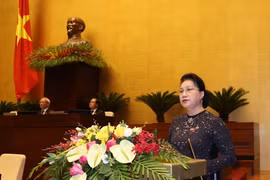 Chủ tịch Quốc hội Nguyễn Thị Kim Ngân phát biểu khai mạc Kỳ họp. (Ảnh: Trọng Đức/TTXVN)