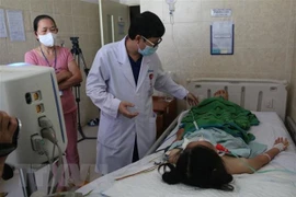 Điều trị cho bệnh nhân nghi ngộ độc do ăn pate Minh Chay tại Bệnh viện Đa khoa Đồng Nai. (Ảnh: Lê Xuân/TTXVN)